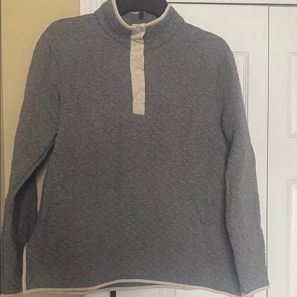 Wallflower Charcoal and Cream Button-Up Sweatshirt